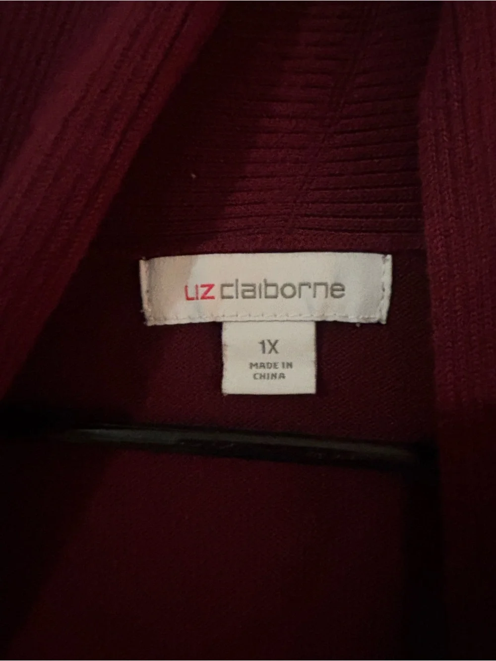 Liz Claiborne Open-Front Wine Cardigan